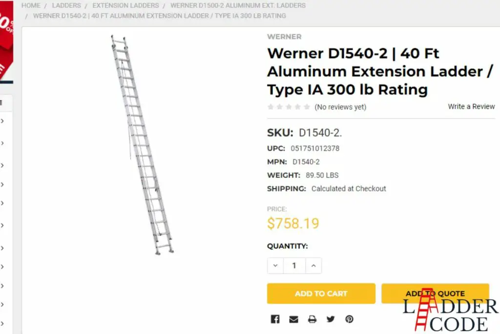 werner d1540-2 extension ladder price