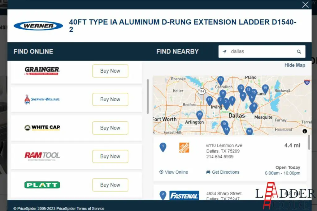 werner ladder search tool
